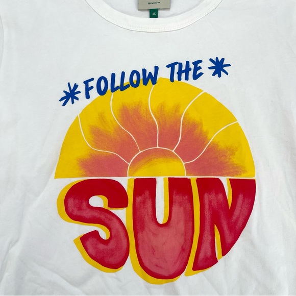 FARM Rio Anthropologie Follow The Sun White Graphic Tee - Picture 8 of 11
